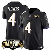 Men & Women & Youth Baltimore Ravens #4 Zay Flowers Black 2023 F.U.S.E. AFC North Champions Vapor Limited Jersey,baseball caps,new era cap wholesale,wholesale hats